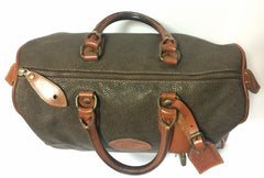 Vintage Mulberry khaki green scotchgrain duffle purse with brown leather trimmings. Unisex use for daily use. work school bag. Speedy style.