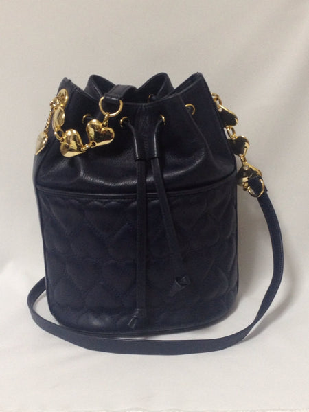 MINT. Vintage MOSCHINO navy heart shape quilted lambskin shoulder hobo –  eNdApPi ***where you can find your favorite designer  vintages..authentic, affordable, and lovable.