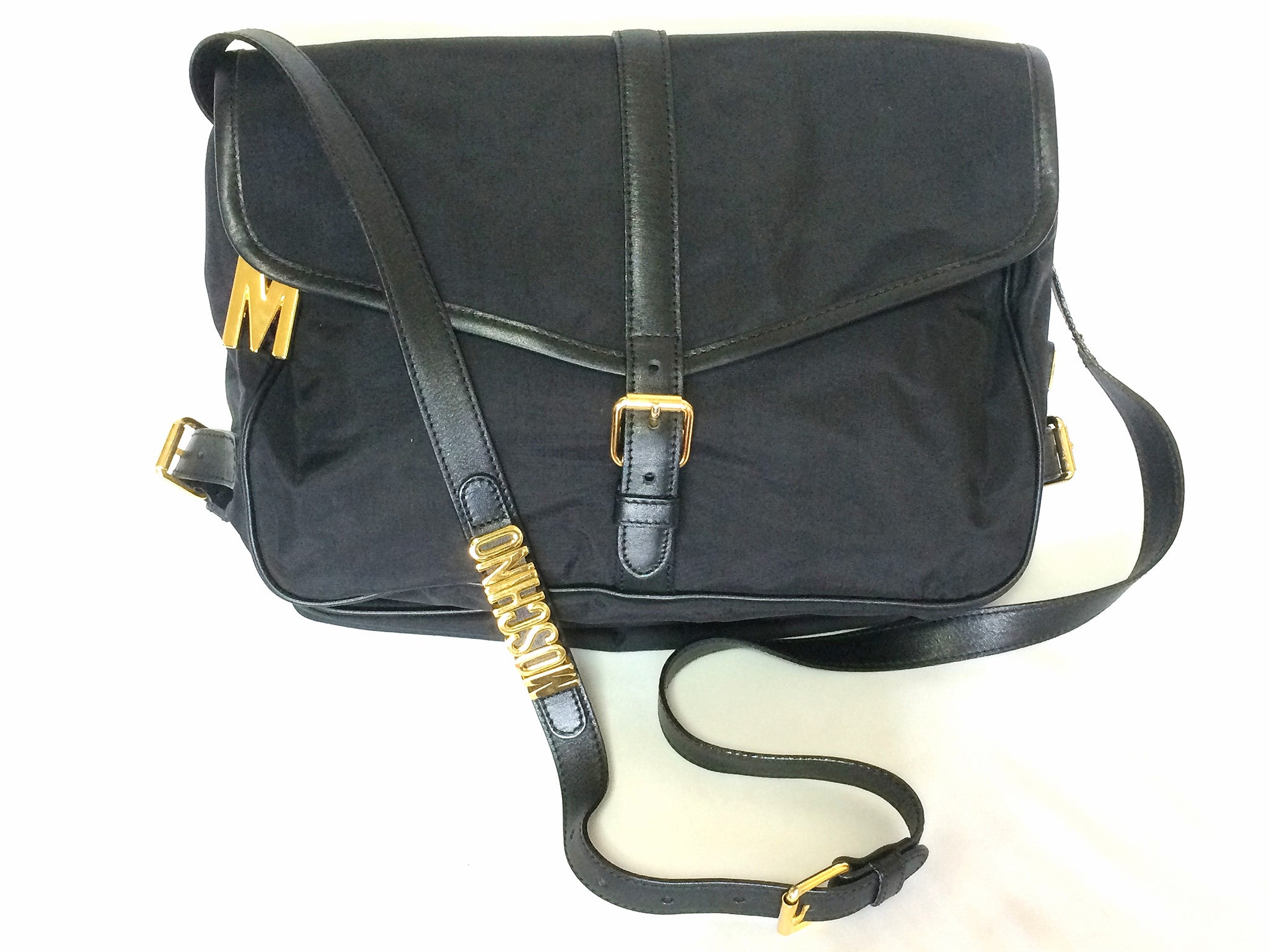 Vintage Black Messenger Bag Black Crossbody Bag Black Shoulder Bag