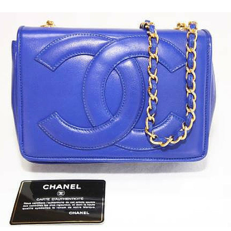 Chanel Lambskin Quilted Lacquered Chain Flap Bag Blue – Sacdelux