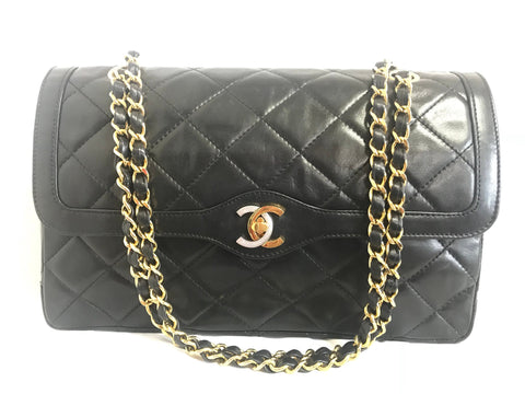 Classic Quilted Leather Handbag Shoulder Bag | Chain Flap Bag Black