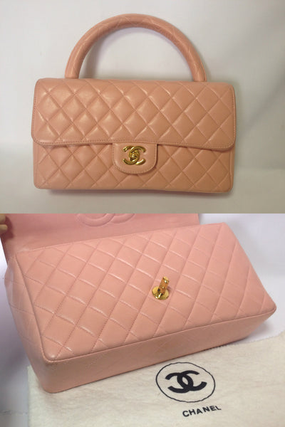 Vintage CHANEL milky pink color lambskin classic 2.55 handbag