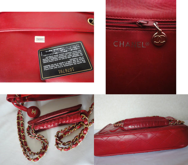 Chanel CF Flapbag CC Logo Red Caviar Calfskin Silver Chain
