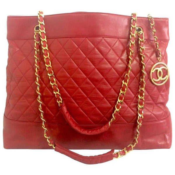 Vintage CHANEL red lambskin large tote bag with gold tone chains and C –  eNdApPi ***where you can find your favorite designer vintages..authentic,  affordable, and lovable.