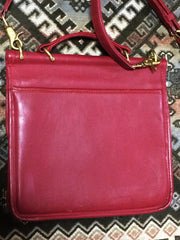 Vintage COACH genuine red leather postman style bag, handbag, shoulder bag, Made in USA, Classic unisex purse. Must have.