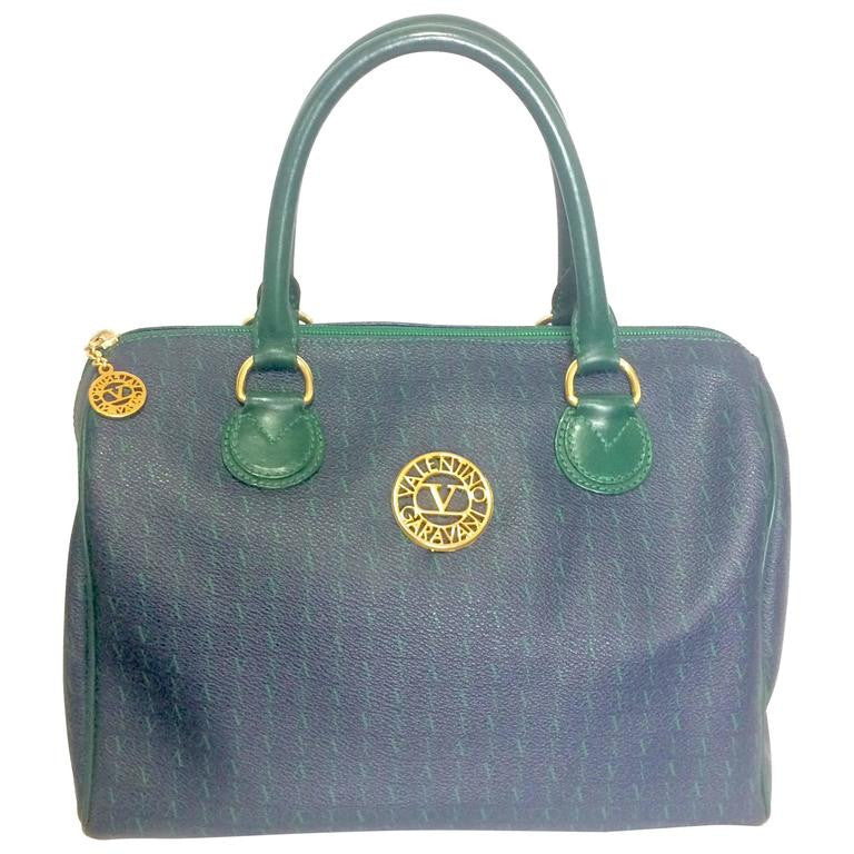 Vintage Valentino Garavani blue and green speedy bag style handbag