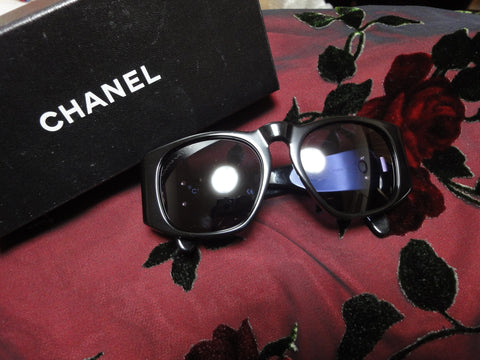 Vintage CHANEL black frame sunglasses with large CC charms at sides. m – eNdApPi  ***where you can find your favorite designer vintages..authentic,  affordable, and lovable.