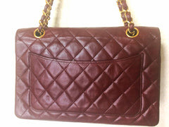 70's, 80's Vintage Chanel wine, bordeaux lambskin rare 2.55 double flap chain shoulder bag. One-of-a-kind bag back in the era.