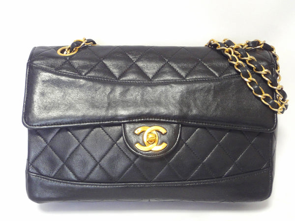 Vintage Chanel black lambskin rare double chain 2.55 shoulder bag with – eNdApPi  ***where you can find your favorite designer vintages..authentic,  affordable, and lovable.