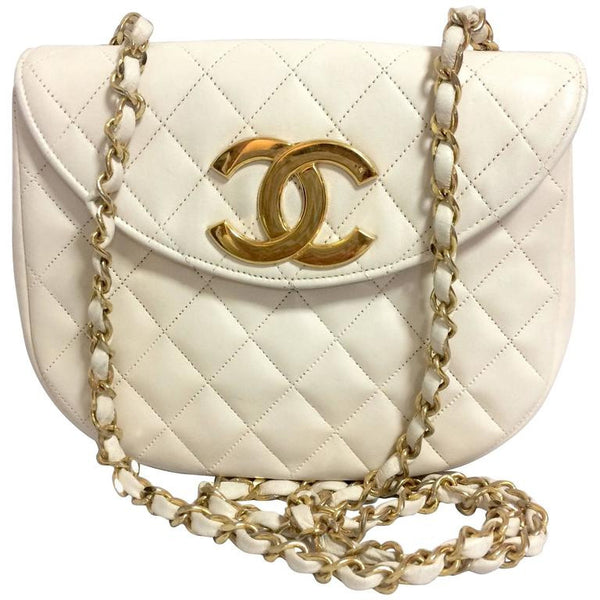 white and silver chanel bag
