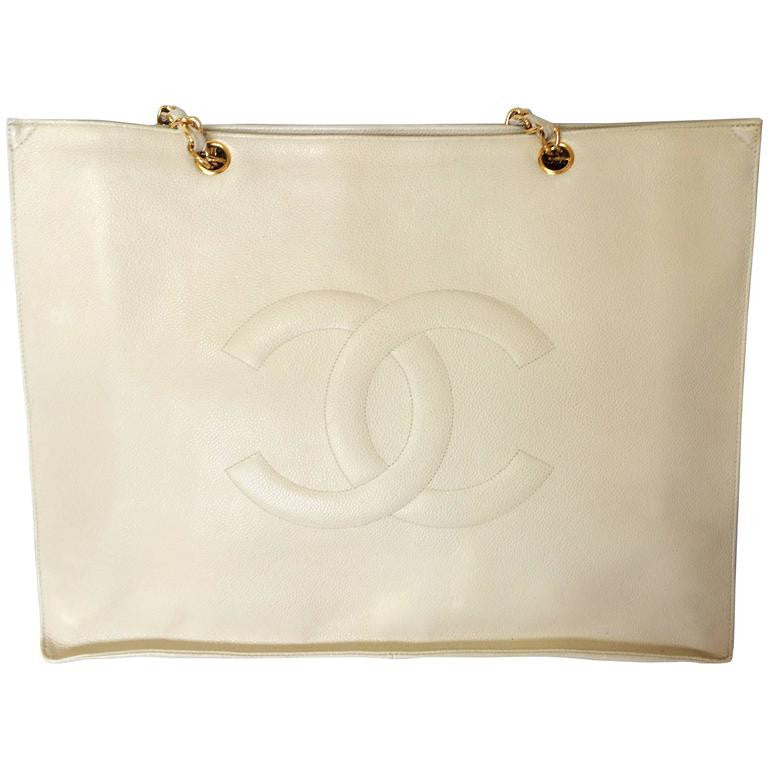 chanel shopping tote canvas bag
