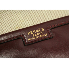 80's vintage HERMES jige, document case, dark wine, bordeaux boxcalf portfolio purse, iPad case. Classic and sophisticated style.