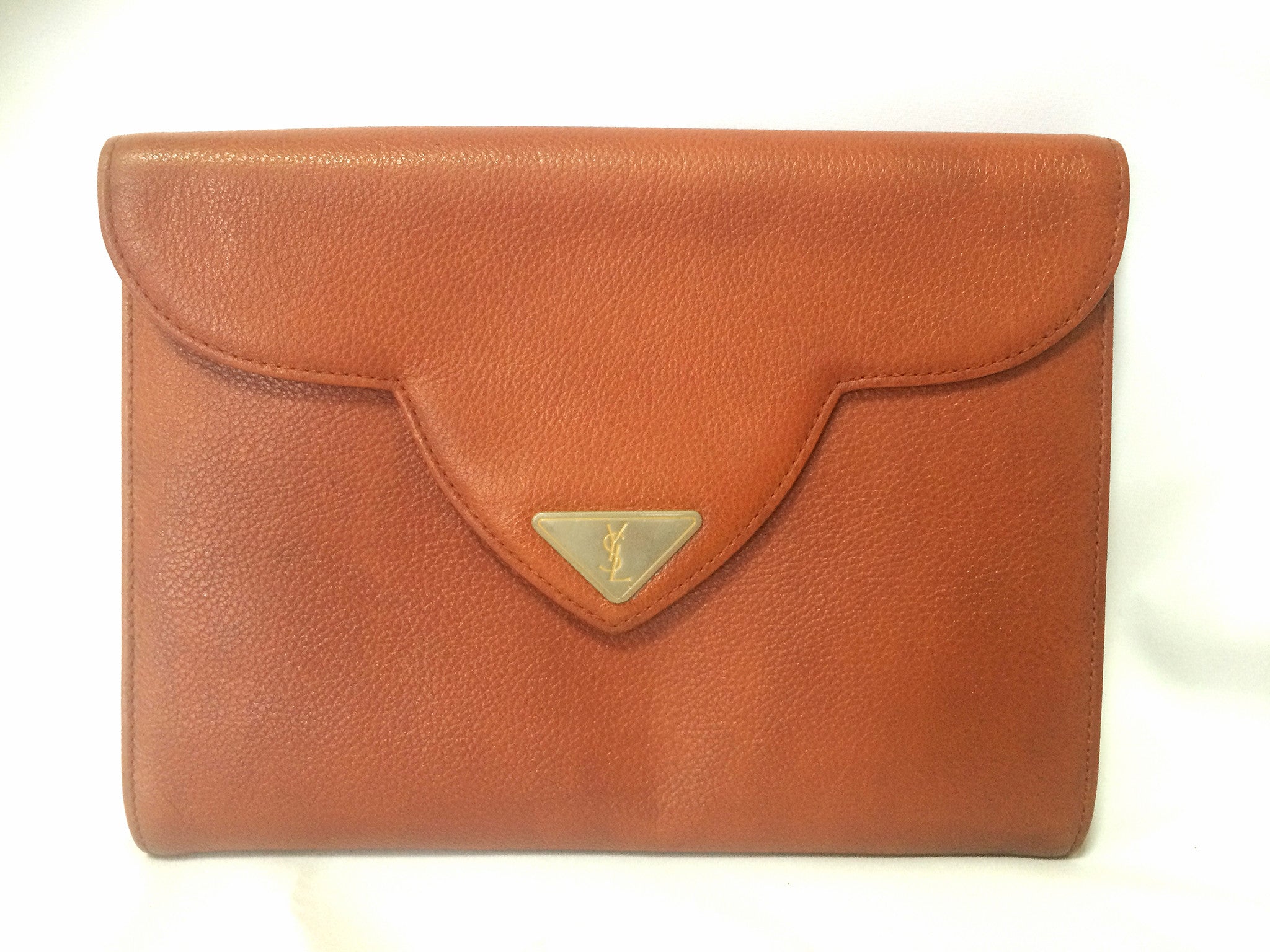 Yves Saint Laurent Vintage - Monogram Chevron Leather Clutch Bag - Brown  Beige - Leather Handbag - Luxury High Quality - Avvenice