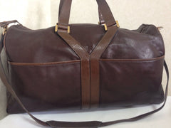 70's, 80's vintage Yves Saint Laurent genuine dark brown leather travel and daily use duffle bag. Classic unisex style YSL purse